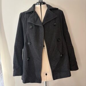 London Fog Charcoal Double-Breasted Pea Coat